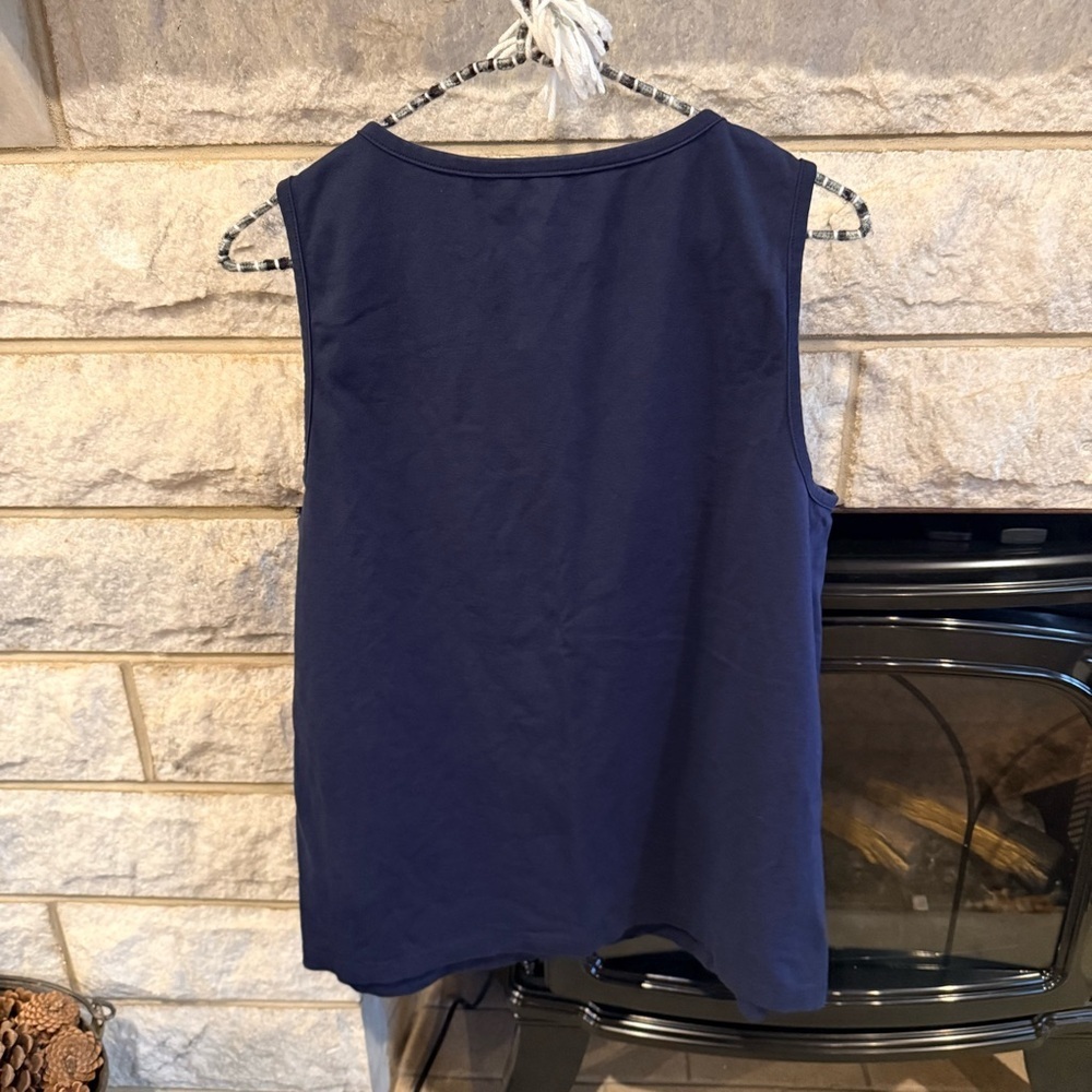 CJ Banks Dark Blue Lace Trim Sleeveless Blouse Size X - Picture 4 of 4